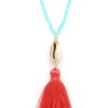Cowrie Shell Tassel Beaded Necklace – 30″ Beach Accent
