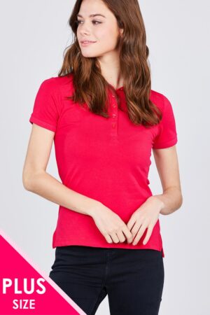 Jersey Spandex Polo Top – Hot Pink (XL-2XL)