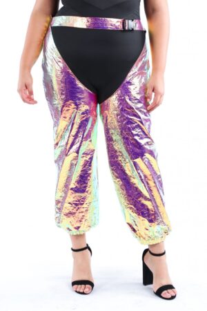 Spacesuit Leg Cover with Waist Belt – Multi Hologram (Plus Size)