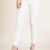 High Waist Skinny Moto Pant – Side Zip, Off White