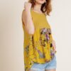Waffle Knit Tank Top – High-Low Hem in Goldenrod Mix