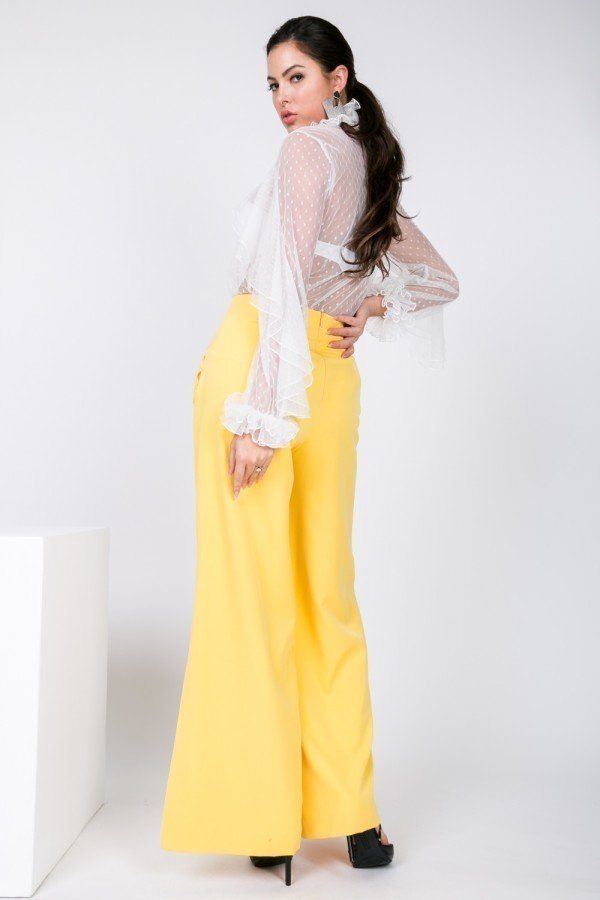 Golden Rod Side-Slit Wide Leg Pants