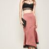Midi Skirt – Mermaid Satin Crepe with Eyelash Lace (Rose)