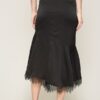 Mermaid Midi Skirt with Eyelash Lace Trim – Black