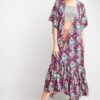 Rayon Challis Ruffle-Hem Maxi Kimono – Hot Pink