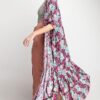 Rayon Challis Ruffle-Hem Maxi Kimono – Hot Pink