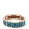 Aztec Metal Stretch Bracelet – Brown, Beige, and Turquoise
