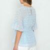 Pom-Pom Top with Ruffled Sleeves – Light Blue