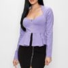 Long Sleeve Ruffle Zip-Up Jacket – Lavender