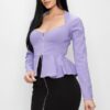 Long Sleeve Ruffle Zip-Up Jacket – Lavender