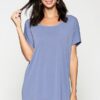 Scoop Neck Cupro Top with Strappy Drape Back – Denim Blue