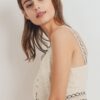 Knit Lace Button-Front Shoulder-Strap Top – Natural