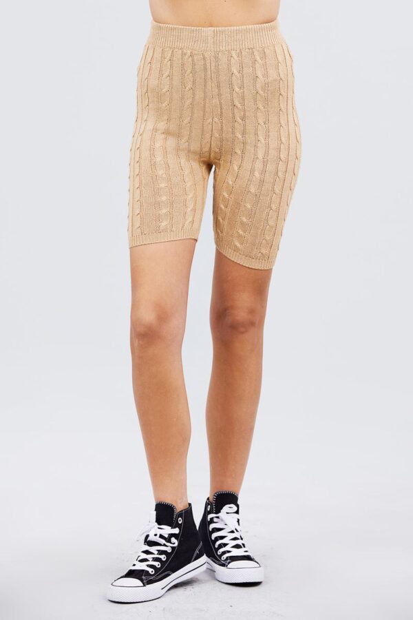 Bermuda Sweater Shorts with Twisted Knit – Khaki