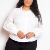Plus-Size Punched Sleeve Blouse – White Top