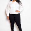 Plus-Size Punched Sleeve Blouse – White Top