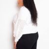 Plus-Size Punched Sleeve Blouse – White Top
