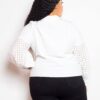 Plus-Size Punched Sleeve Blouse – White Top