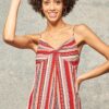 Multi Stripes Camisole Top – Knotted Front, Red