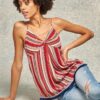 Multi Stripes Camisole Top – Knotted Front, Red