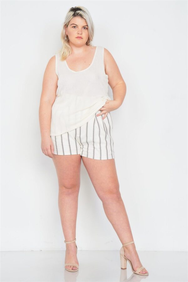 Plus-Size Sheer Ribbed Tank Top – Ivory
