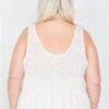 Plus-Size Sheer Ribbed Tank Top – Ivory