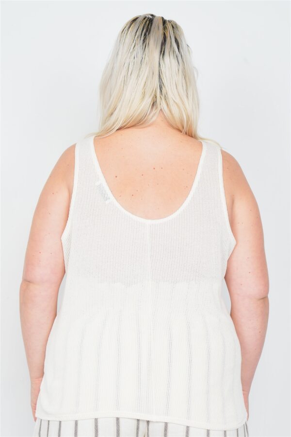 Plus-Size Sheer Ribbed Tank Top – Ivory