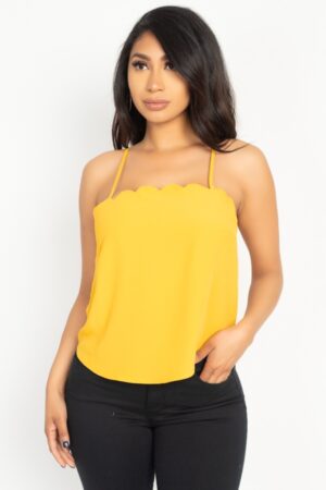 Scallop-Opening Cami Top – Light Mustard