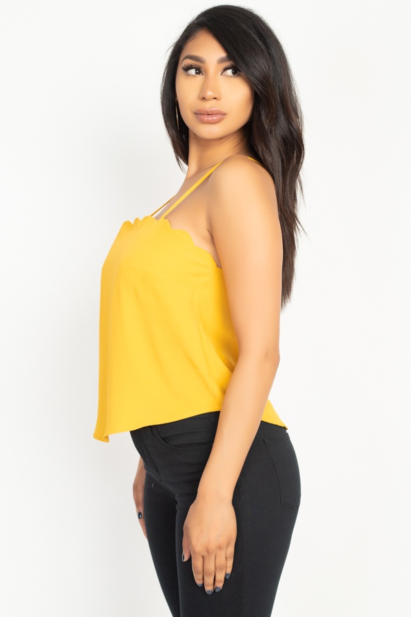 Scallop-Opening Cami Top – Light Mustard