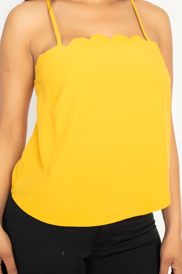 Scallop-Opening Cami Top – Light Mustard