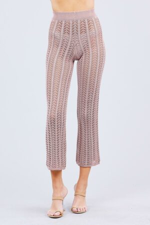 Long Flare Fishnet Sweater Pants – Blush