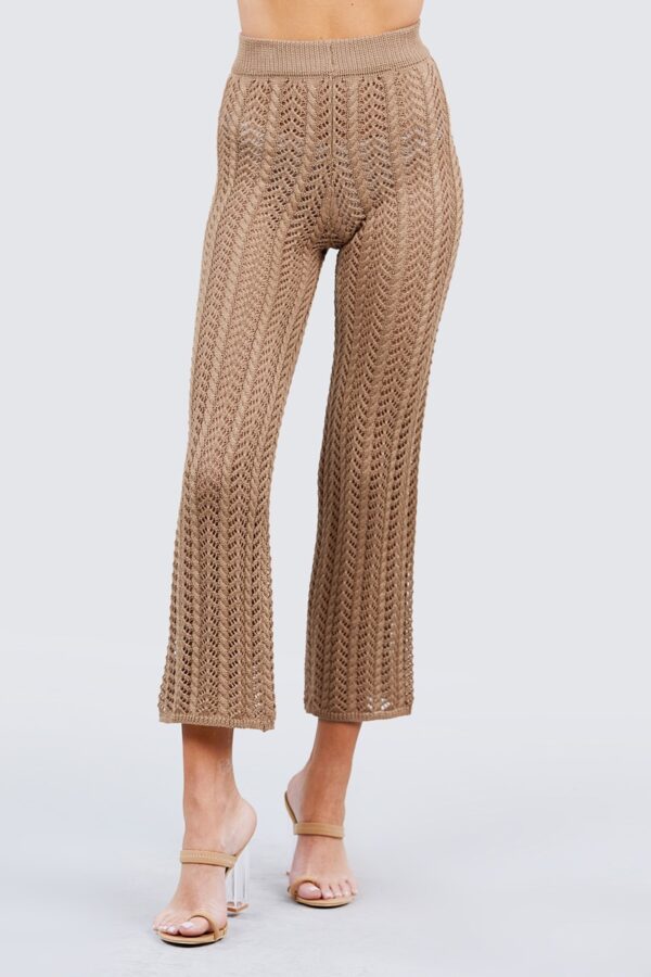 Flare Long Fishnet Sweater Pants – Khaki