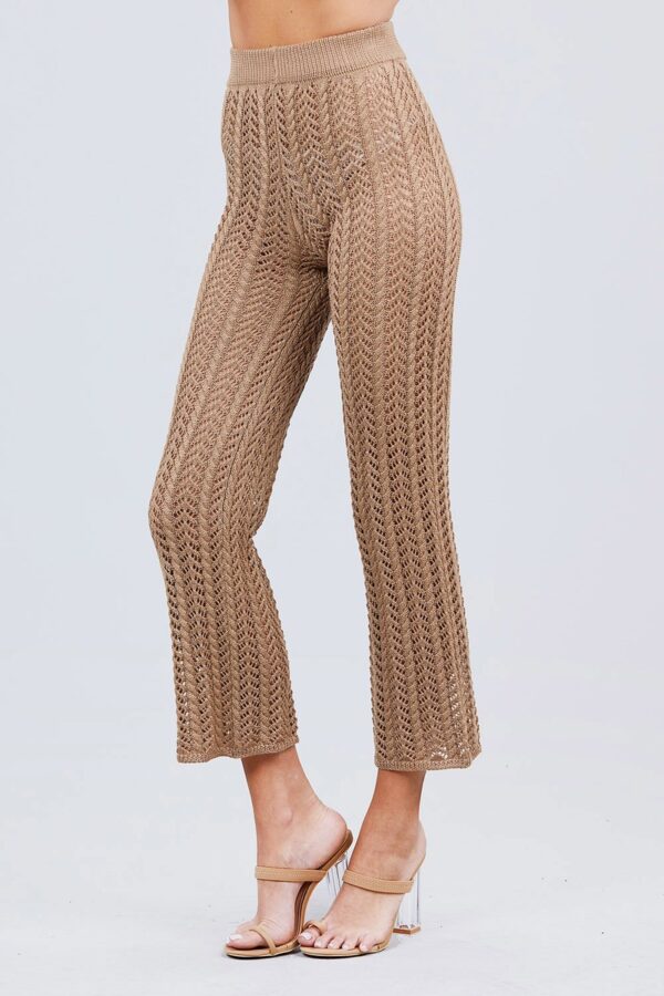 Flare Long Fishnet Sweater Pants – Khaki