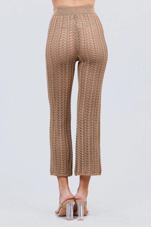 Flare Long Fishnet Sweater Pants – Khaki