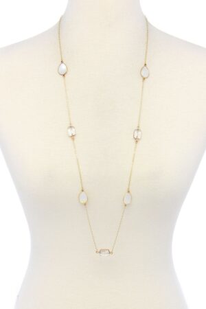 7 Stones Trendy Necklace – Clear & Grey