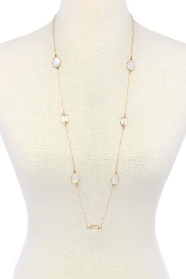 7 Stones Trendy Necklace – Clear & Grey