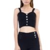 Sweetheart Button Down Crop Top – Black