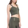 Sweetheart Button Down Crop Top – Smocked Back in Olive