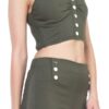 Sweetheart Button Down Crop Top – Smocked Back in Olive