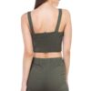 Sweetheart Button Down Crop Top – Smocked Back in Olive