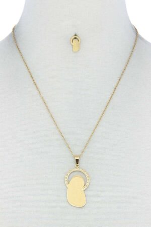 Mary Pendant Necklace & Earring Set – Gold or Silver