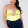 Plus Size Chain-Trim Spaghetti-Strap Bodysuit – Neon Yellow