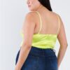 Plus Size Chain-Trim Spaghetti-Strap Bodysuit – Neon Yellow