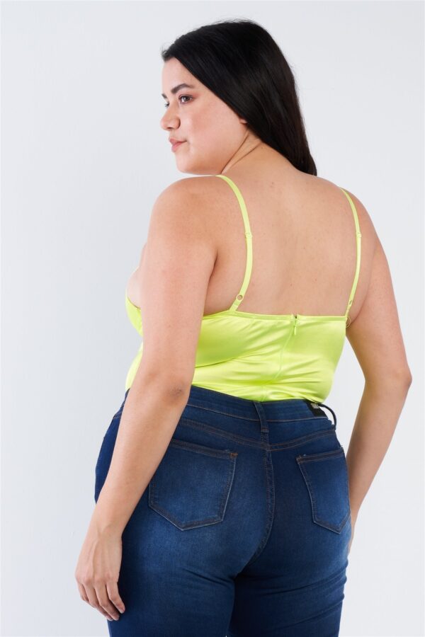 Plus Size Chain-Trim Spaghetti-Strap Bodysuit – Neon Yellow