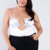 Plus Size Silk-Feel Chain Strap Cutout Bodysuit – Neon Yellow