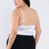Plus Size Silk-Feel Chain Strap Cutout Bodysuit – Neon Yellow