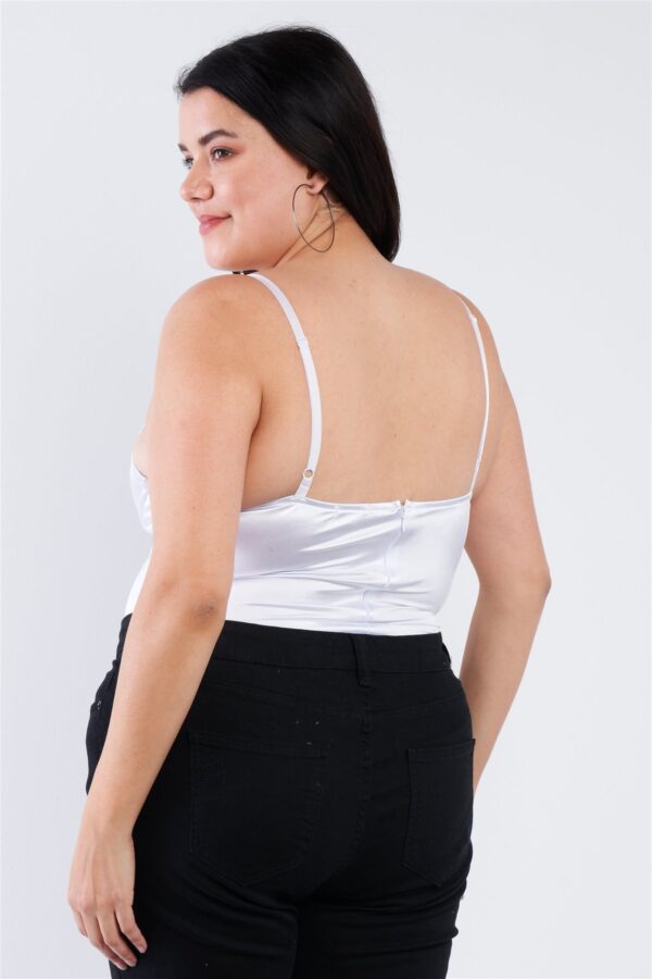 Plus Size Silk-Feel Chain Strap Cutout Bodysuit – Neon Yellow