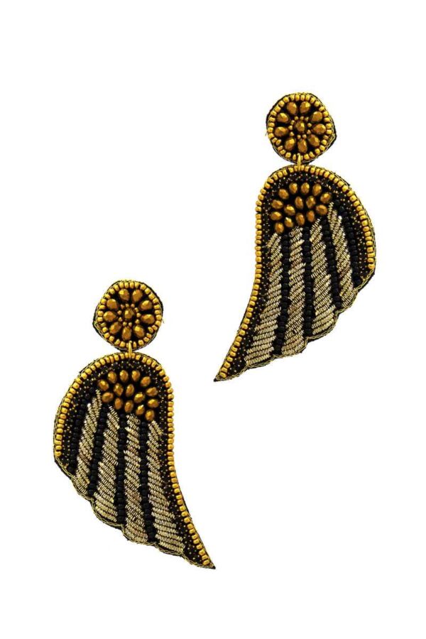 Wing Patch Drop Earrings – Modern Wing Design, Gold or Silver
