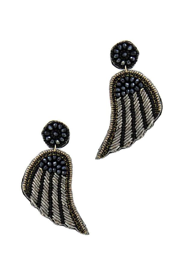 Wing Patch Drop Earrings – Modern Wing Design, Gold or Silver