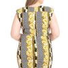 Plus Size Border-Print V-Neck Bodycon Dress – Black/Yellow