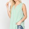 Lace-Trim Sleeveless Tunic Top – Dusty Mint